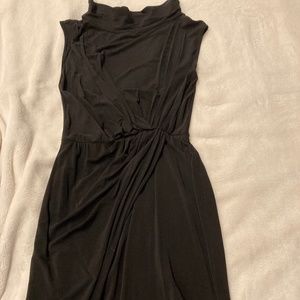 MaxMara black sleeveless cowl neck gathered waist dress size 38